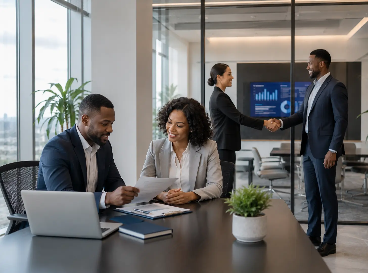 Team collaborating during a recruitment discussion