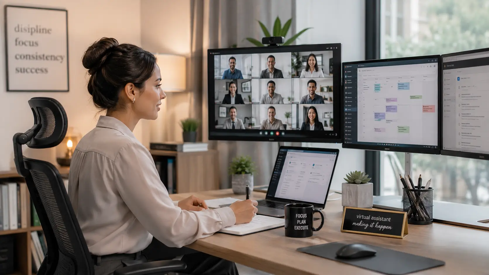 Remote virtual assistant working from home
